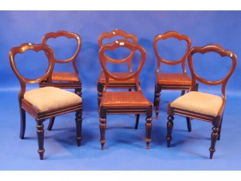 A set of six Victorian mahogany balloon back dining chairs with drop-in