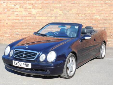 Mercedes CLK 320 Avantgarde Auto Cabriolet, registration KW02 PNK, 3199cc, convertible,  petrol, blue, first registered August 2002, approx 60,190 miles recorded.