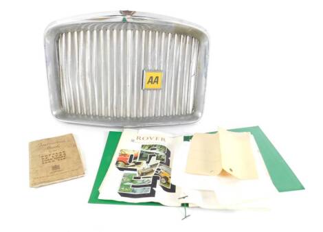 A Rover 3500 front radiator grill, and an instruction book for The Popular Deluxe Ford 8 and Ford 10.