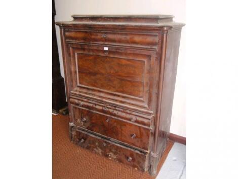 A mid 19th Biedermeier flamed mahogany secretaire a abbattant