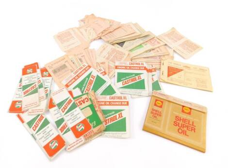 Petrol coupons and Castrol Motor Oil stickers. (qty)