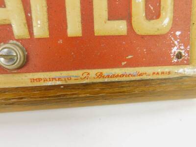 An Imprimeto Rallye Monte Carlo metal sign, painted with the No 37, oak backed, 49cm W. - 2