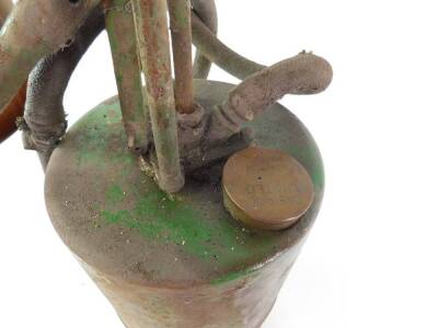 A Castrol green petrol can, cylindrical form, with brass cap, impressed Castrol Ltd NW1, 72cm H. - 2