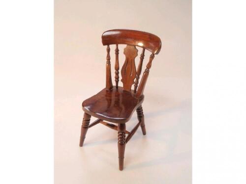 A 19thC or later mahogany Windsor apprentice specimen side chair