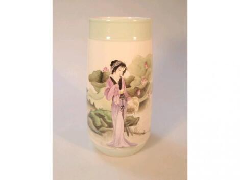 A Chinese vase painted by Chen Shu Juan in 2006 in powder colours entitled