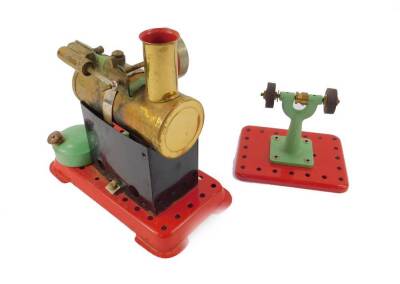 A Mamod model of an MMI stationary steam engine, boxed, together with a miniature grinding machine, boxed (2)