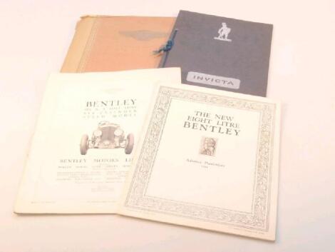 Bentley and Invicta cars ephemera