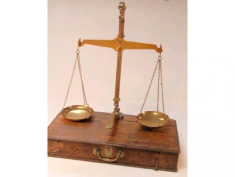 A quad set of Northumberland Customs & Excise portable beam balance scales