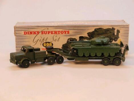 Dinky Super Toys 698 gift set tank transporter with tank