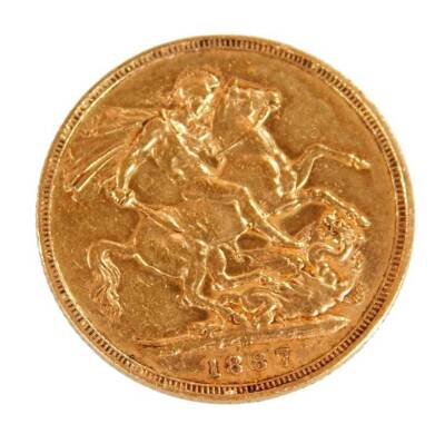 A Victorian gold full sovereign, 1887.