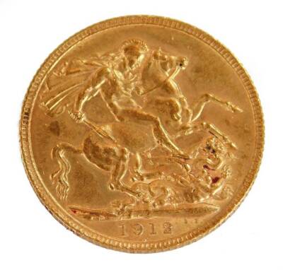 A George V full gold sovereign, 1912.