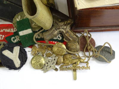 A quantity of Second World War and other ephemera and memorabilia, relating to Pte. L R Boddy of the Infantry, to include his release book, photographs, Green Howards badges, gas mask, tin hat, associated Victorian bayonet, also Third Reich items, etc. - 3