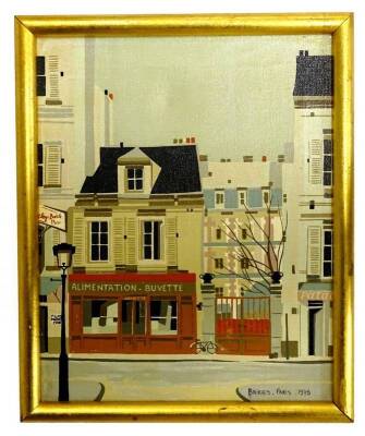 Baines (20thC). Paris, oil on canvas, signed, titled and dated 1975, 26cm x 21cm.