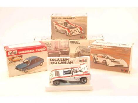 A group of five boxed Polistil models of Mini Cooper 1300