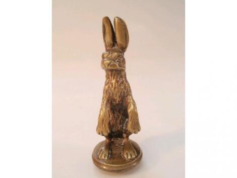 A 1930's Alvis bronze hare car mascot