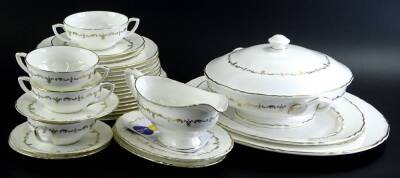 A Royal Worcester Gold Chantilly part dinner service, to include a tureen and cover.