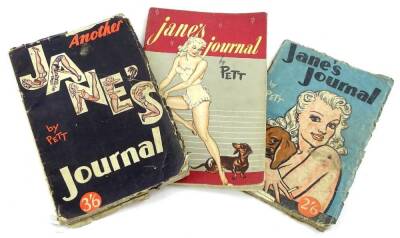 Three early to mid 20thC copies of Jane's Journal by Pett, containing erotic cartoons, photographs etc.