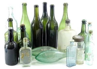 Various late 19th/early 20thC wine and other bottles, to include some with seals.