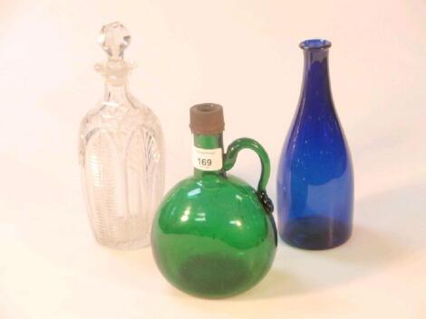 A 19th century green glass wine bottle