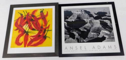 After Ansel Adams. Cape Royal Grand Canyon, photographic reproduction, 60cm x 64cm, and another work Susie Perring. (2)