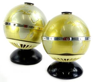 Two Fleetwood transistor 6 globe shaped portable radios, 21cm H.