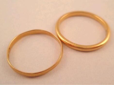 Two 22ct gold wedding bands