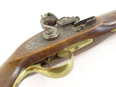 A replica Spanish flintlock pistol, the barrel stamped IUKER021108 Spain, 40cm L. - 2