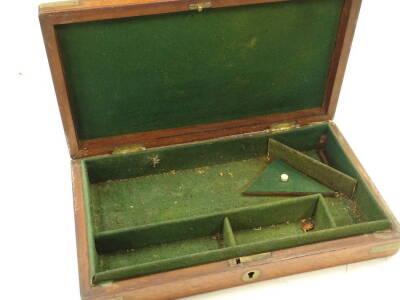 A late 19th/ early 20thC mahogany and brass bound pistol case, with fitted interior, vacant circular name plaque, 32cm W. - 2