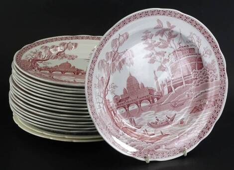 A collection of mainly Spode Archive Georgian Series plates, titled Rome, printed mark underneath.