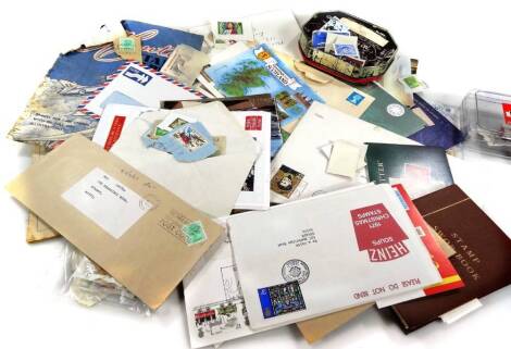 Stamps, covers, related ephemera, etc., Breaking Barriers Speed Records card, first day cover, loose used world stamps, etc. (a quantity)