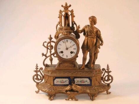 A late 19thC French eight day mantel clock