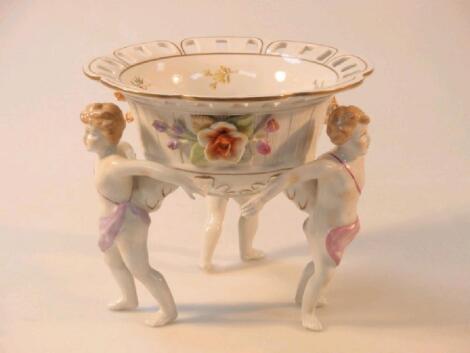 A Dresden porcelain pedestal bowl