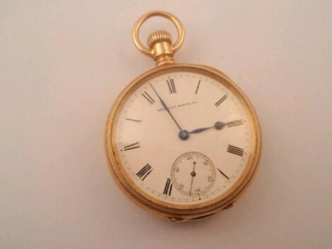 An American Watch Co. open faced pocket watch case stamped 18c.