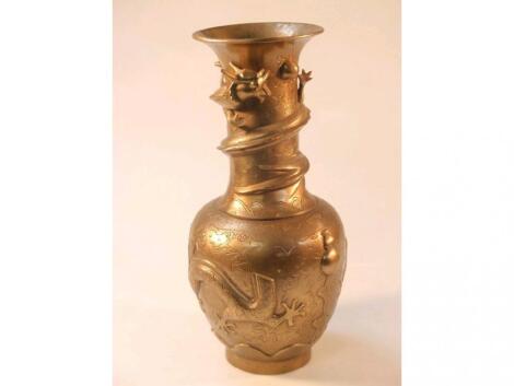 A 20thC cast gilt bronze baluster vase