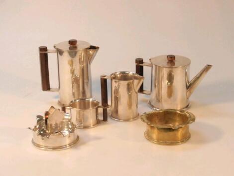 A interesting four piece electroplated tea service