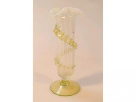 A 19thC vaseline glass spill vase