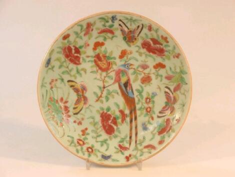 A late 19thC Cantonese celadon plate