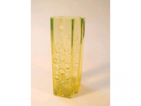 A Lasi lemon moulded glass vase