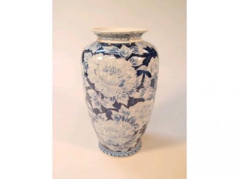 A Japanese blue and white baluster vase