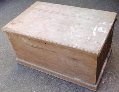 A 19thC painted pine tool chest, with block base, 49cm H, 88cm W, 53cm D.