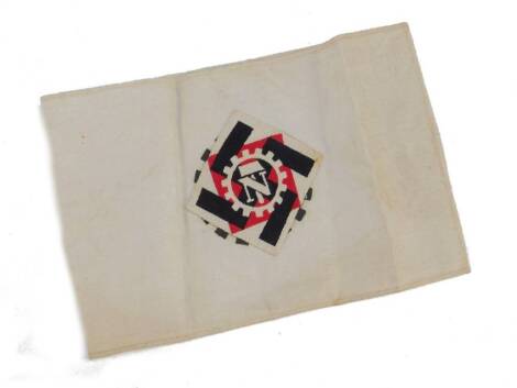 A Technische Nothilfe white arm band, with an over stitched TeNo Third Reich badge.