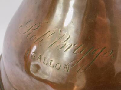 A Victorian copper one gallon jug, named for Robert Briggs, 28cm H. - 2