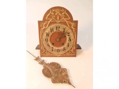 A Gustav Becker Art Nouveau copper and white metal wall clock