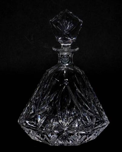 A Thomas Webb cut glass decanter and stopper, of tapering octagonal form, 27cm H.