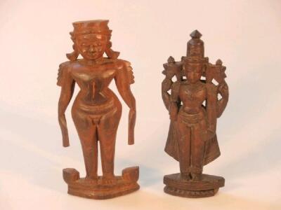 Two Asian carved wooden figures