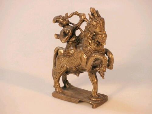 An Indian bronze figure of an archer on horseback