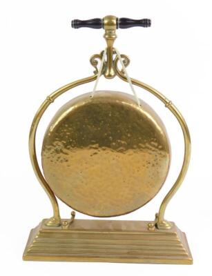 A Victorian brass table gong