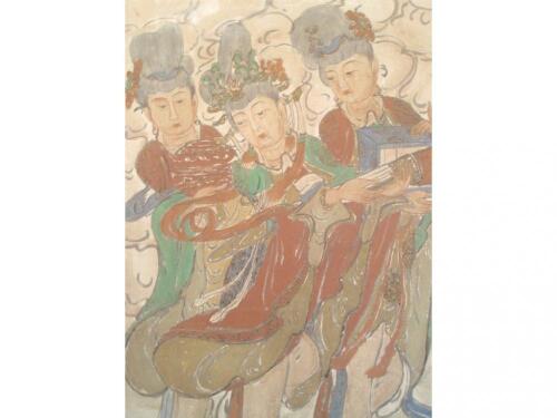 A pair of Chinese clobbered portrait panels