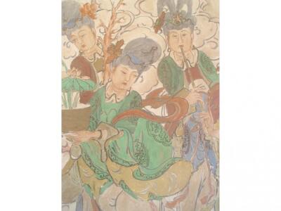 A pair of Chinese clobbered portrait panels - 2