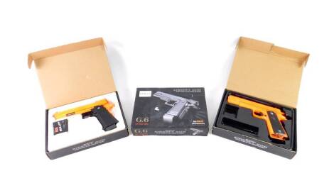 Three Starone International Airsoft Guns G6, calibre 6mm, boxed. (not to be purchased by minors).